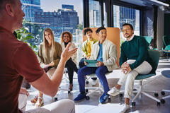A group of people in conversation