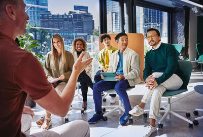 A group of people in conversation