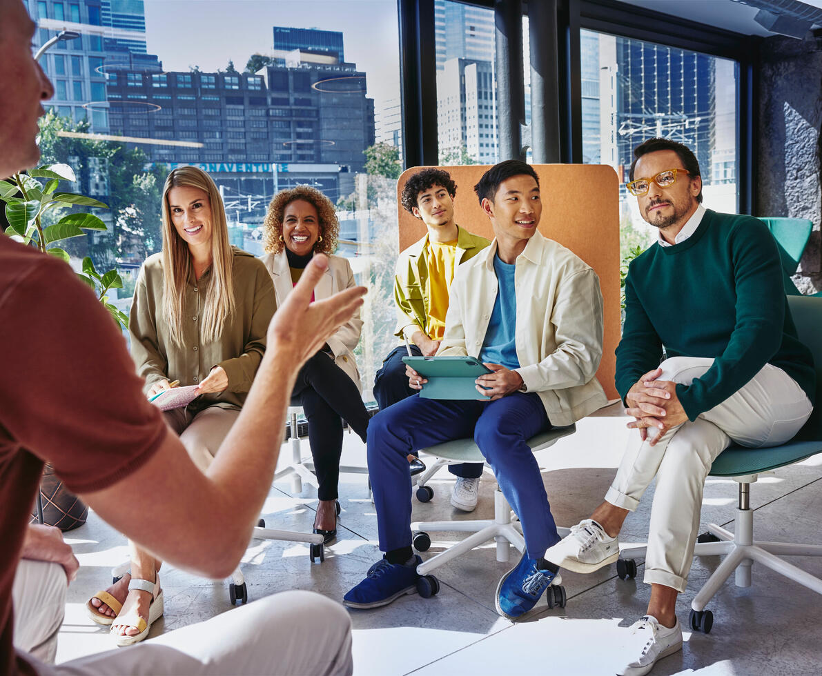 A group of people in conversation