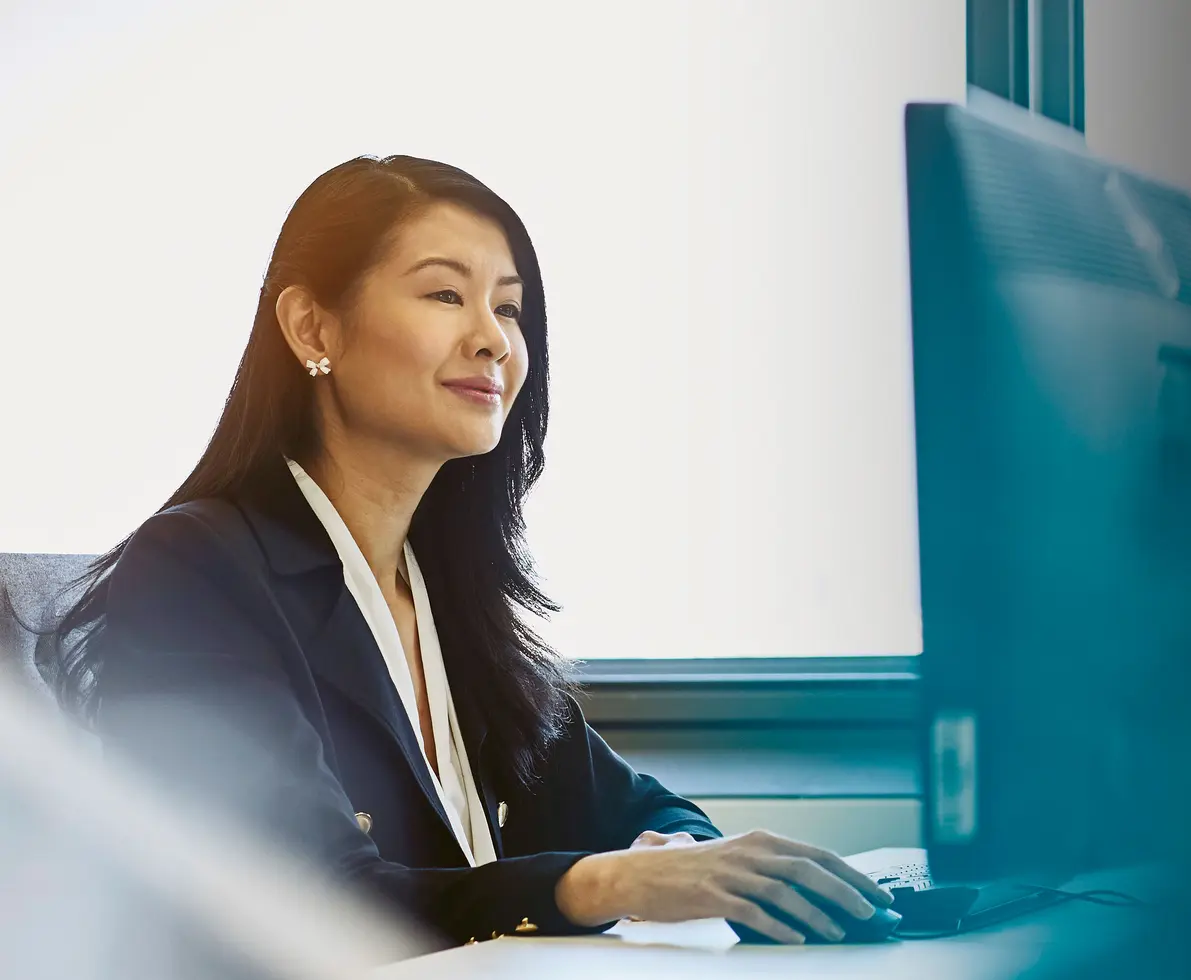 A woman working on a computer