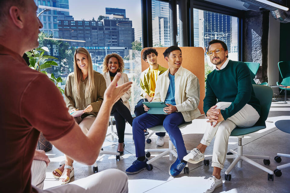 A group of people in conversation